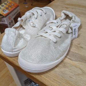 Torrid White Metallic Ruched Sneakers